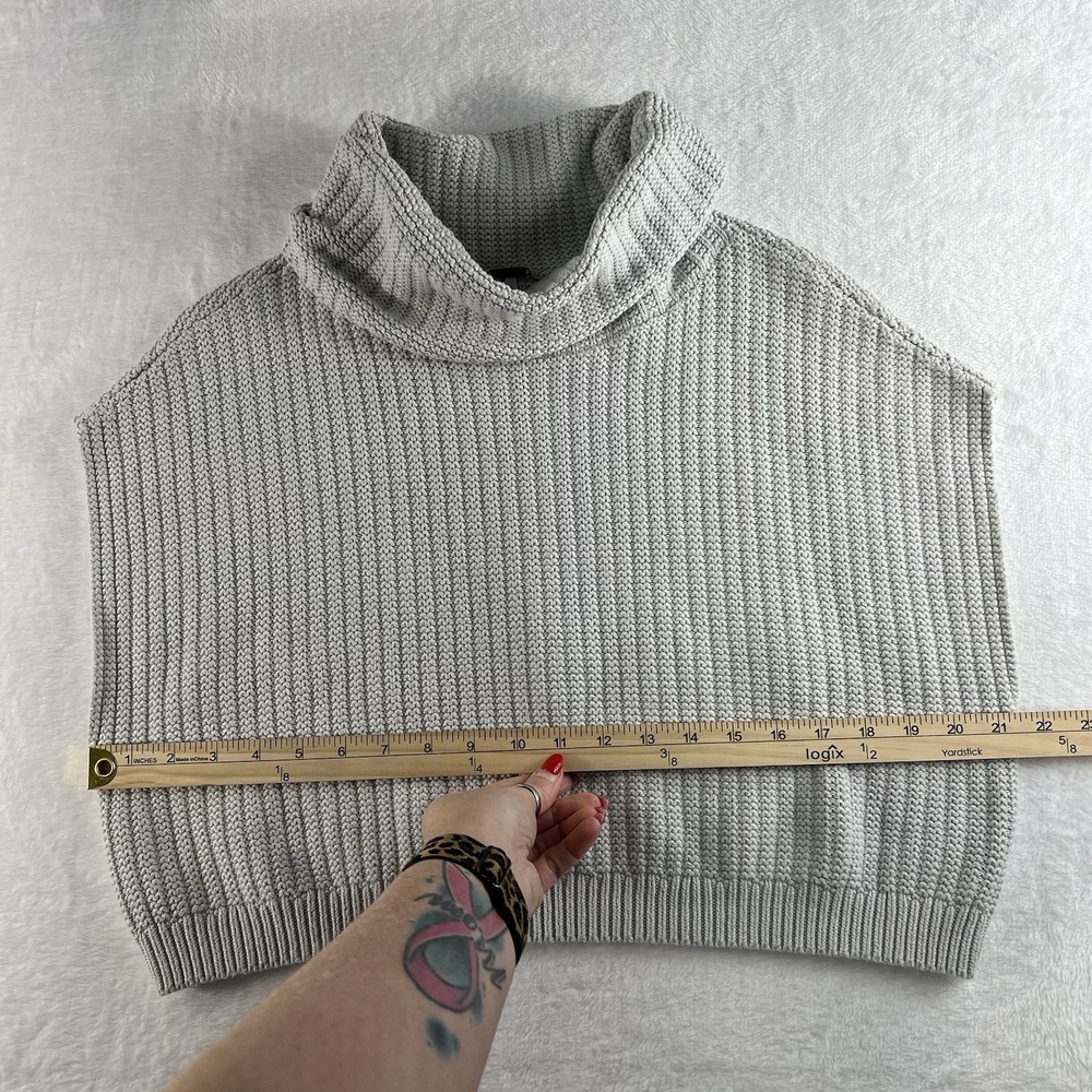Free People XS Cropped Sweater Vest Keep It Simple Cowl Neck Slouchy Oversized - Picture 7 of 13
